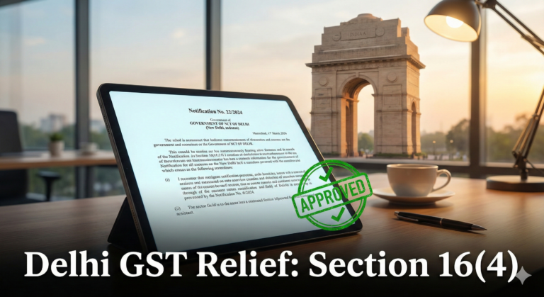 Delhi GST Update: New Window Opened to Rectify Orders Denying ITC u/s 16(4)