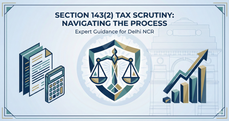 Section 143(2) Scrutiny: Action Plan for Delhi NCR.NAVIGATING THE PROCESS" and the subtitle "Expert Guidance for Delhi NCR"