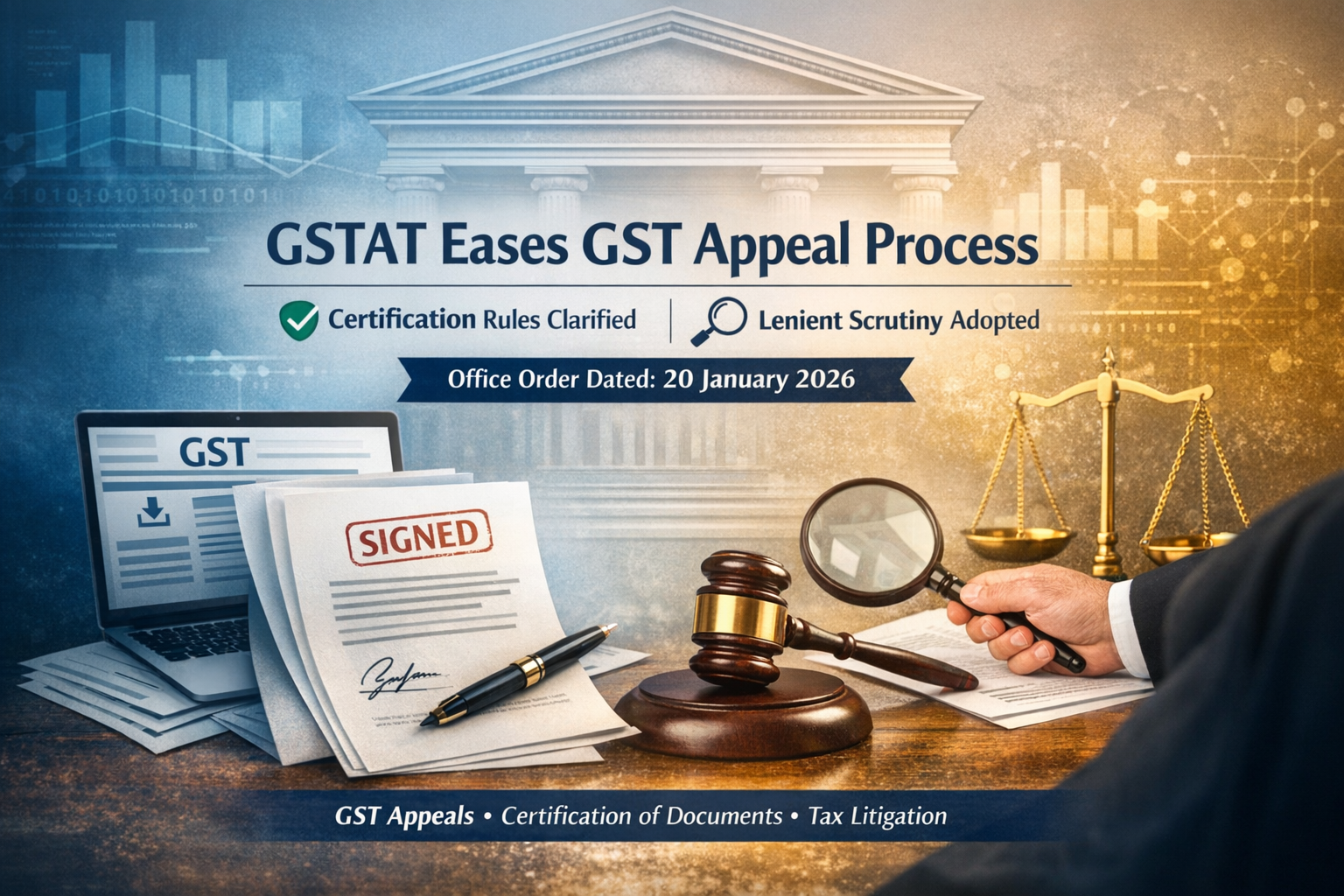 GSTAT online appeal filing process with relaxed scrutiny and document certification rules under GST law