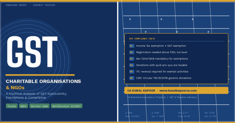 GST applicability for charitable trusts and NGOs in India — exemptions under Notification 12/2017-CTR and Section 12AA.