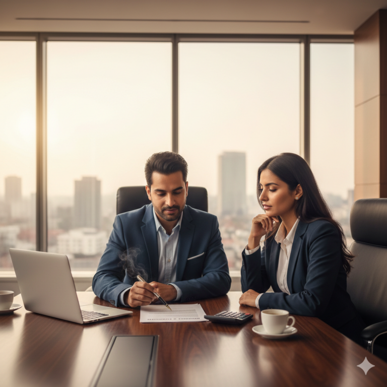 Professional Indian CAs discussing conversion of partnership to private limited company