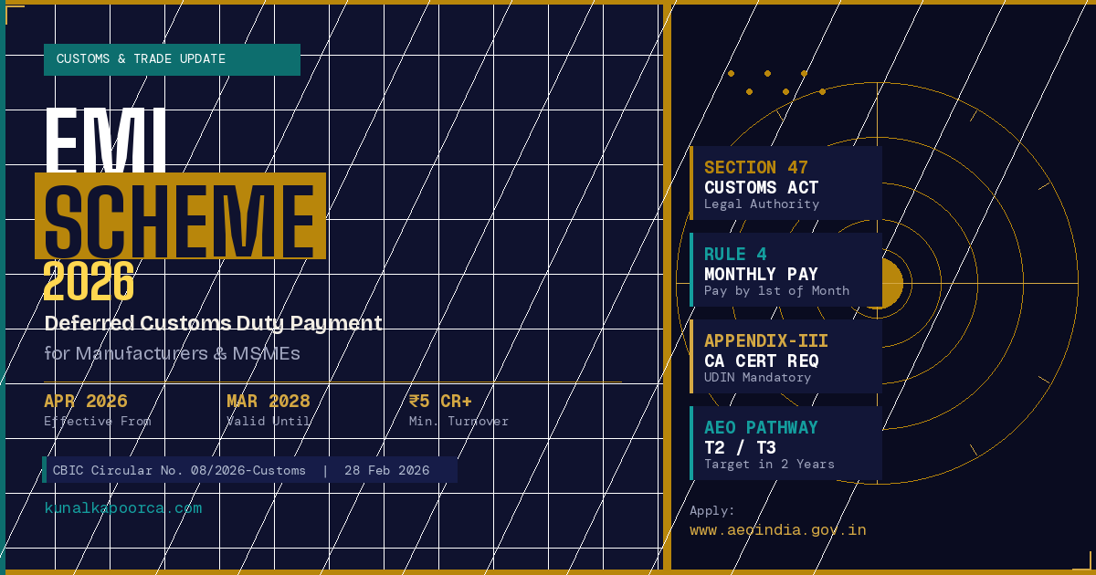 EMI Scheme 2026 - Deferred Customs Duty for Manufacturers India